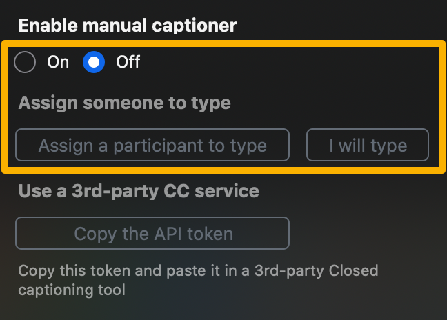 Zoom Caption settings allow meeting hosts to assign a participant as a captioner.