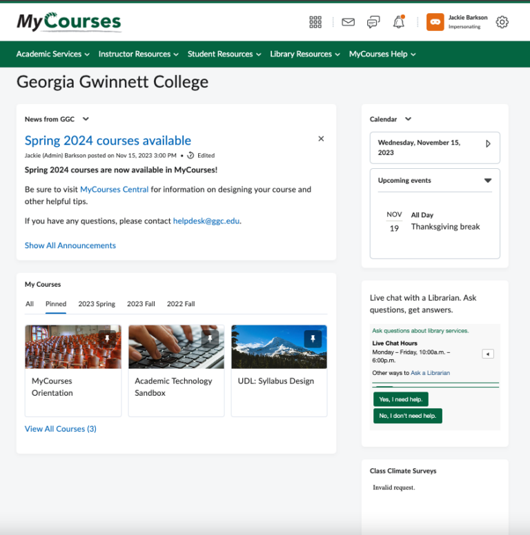 Updating the MyCourses Main Homepage Experience IT Service Catalog(00)