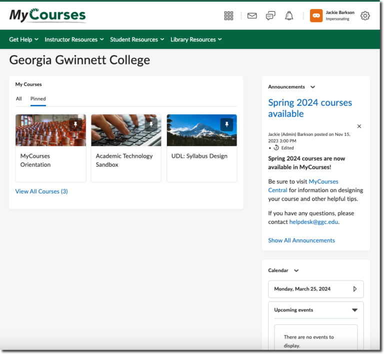 Finalized MyCourses Main Homepage Experience IT Service Catalog