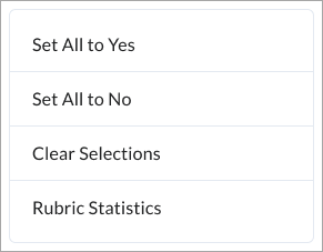 Set All to Yes and Set All to No options appear in the drop-down menu
