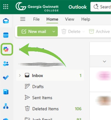 An image of the Claw Mail interface with an arrow pointing to the CoPilot chat button.